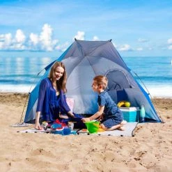 NISUS 2 Person Easy Up Beach Tent Sun Shade Shelter UPF 50+ Beach Tents & Shelters