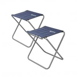 NISUS Compact Folding Blue Steel Tourist Stool For Camping Outdoor, Set Of Two
